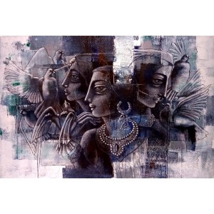 Shaista Momin, Untitled, 24 x 36 Inch, Acrylic on Canvas, Figurative Painting, AC-SHM-023